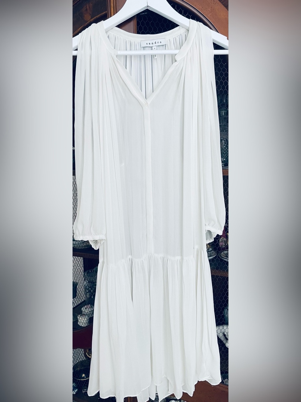 NWOT Sandro Parisian Chic, Sophisticated , Feminine White Chiffon Dress 🤍